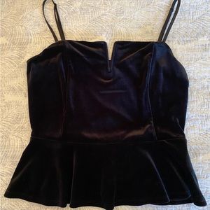 Size M Black Velvet Express Peplum Top Worn Once for NYE